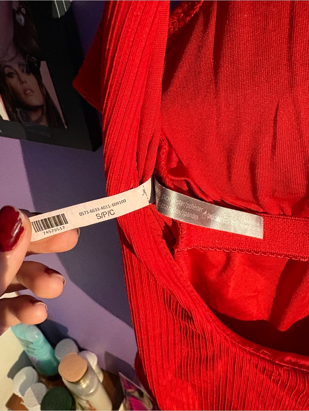 Red Back-Less One Piece SwimSuit - Picture 8 of 9